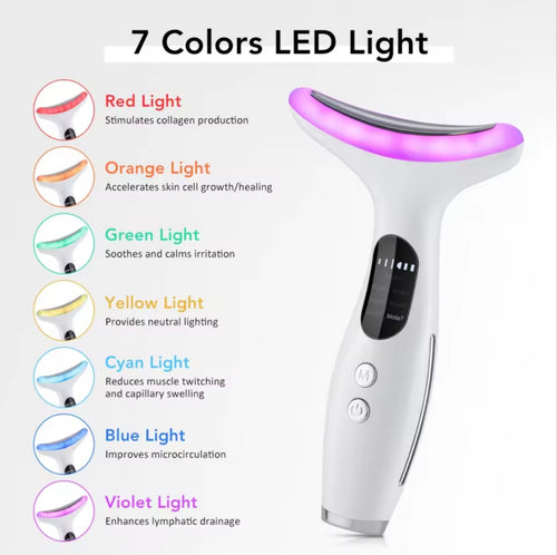 Appareil de Massage Visage & Cou LED 7 Couleurs EMS