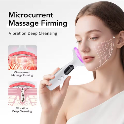 Appareil de Massage Visage & Cou LED 7 Couleurs EMS